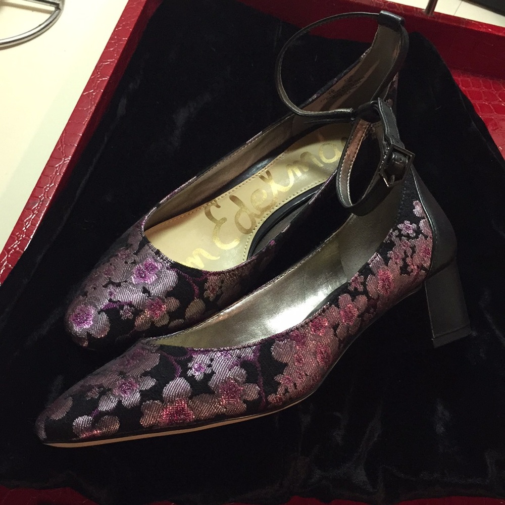 Sam Edelman Lola Floral Low Heel Ankle Strap